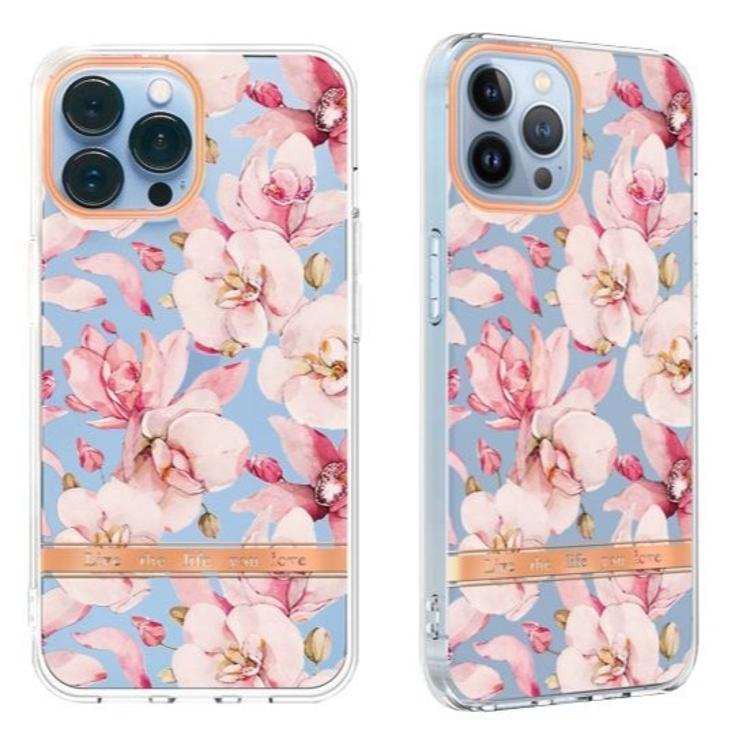 Gumiran ovitek (TPUP) za Apple iPhone 14 Pro, flowers, roza_1