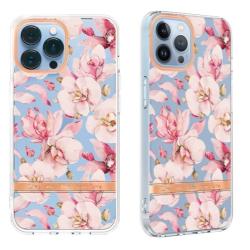 Gumiran ovitek (TPUP) za Apple iPhone 14 Pro, flowers, roza_1