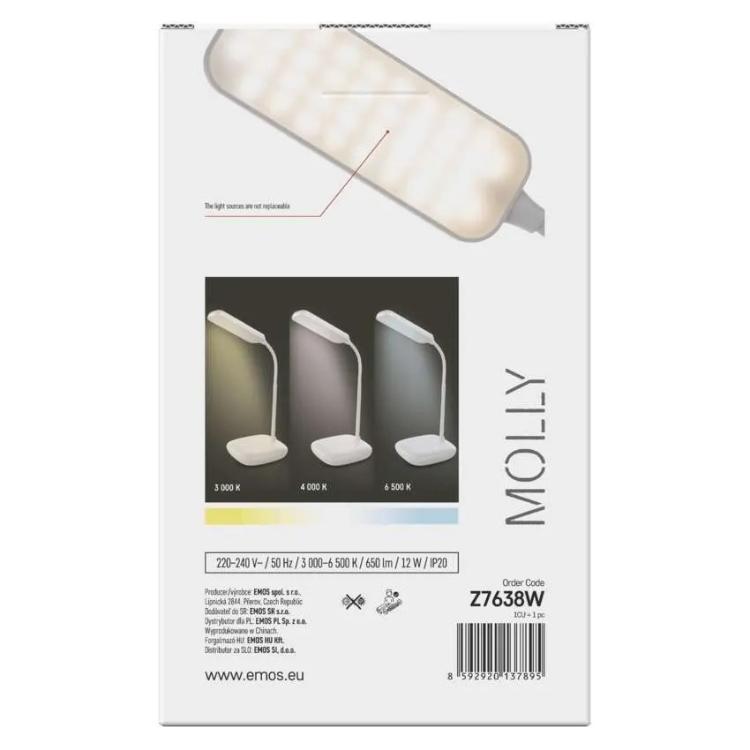 Namizna LED svetilka Emos MOLLY, bela