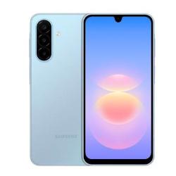 Samsung Galaxy A18 LTE v svetlo modri barvi, prikazan s sprednje in zadnje strani hkrati.