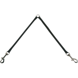Dvojni povodec za psa Ziggi, 12 mm, 35 cm, črn