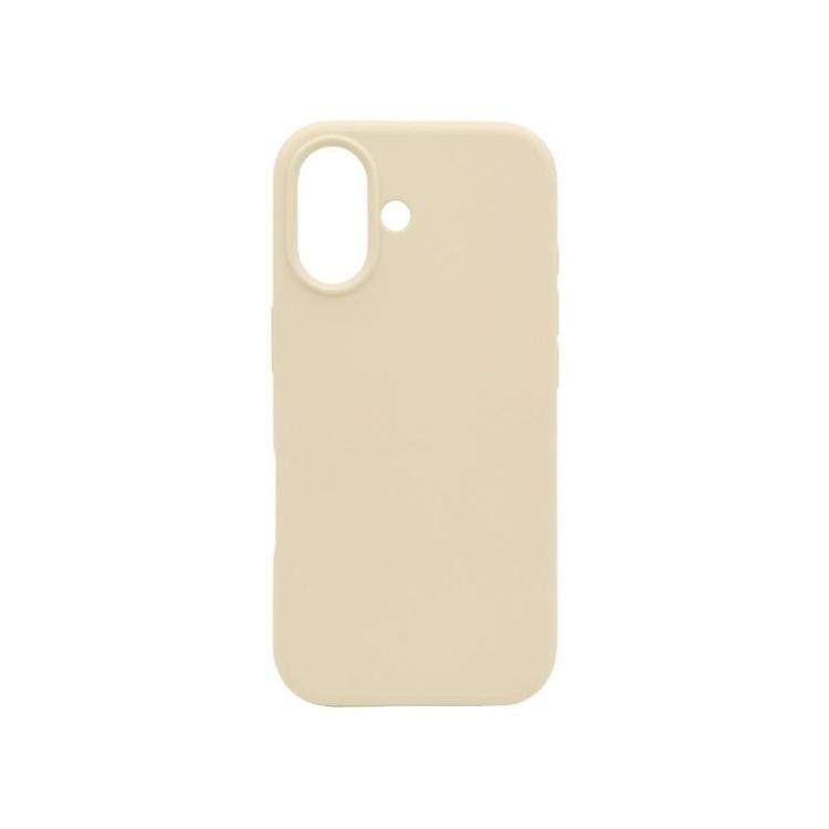 Silikonski bež ovitek za pametni telefon iPhone 16 z minimalističnim dizajnom in natančnim izrezom za kamero