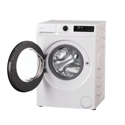 Pralni stroj Candy z odprtimi vrati in vidnim bobnom