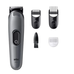Braun Series 3 AIBraun Series 3 AIO3, komplet prirezovalnika z več nastavki za lase, brado, nos in detajle.O3, 4‑v‑1 prirezovalnik za brado in lase, z nastavki za več dolžin.