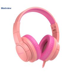 Blackview žične slušalke za otroke, roza, oblazinjene ušesne blazinice, nastavljiv naglavni lok, 3,5 mm kabel.