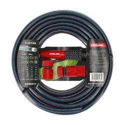 PROLINE vrtna cev 1/2" dolžine 15 m (4-slojna) z nastavki in škropilno pištolo v kompletu