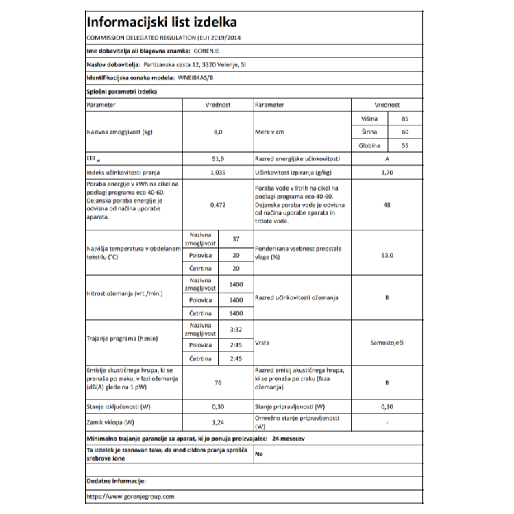 Pralni stroj Gorenje WNEI84AS/B_8