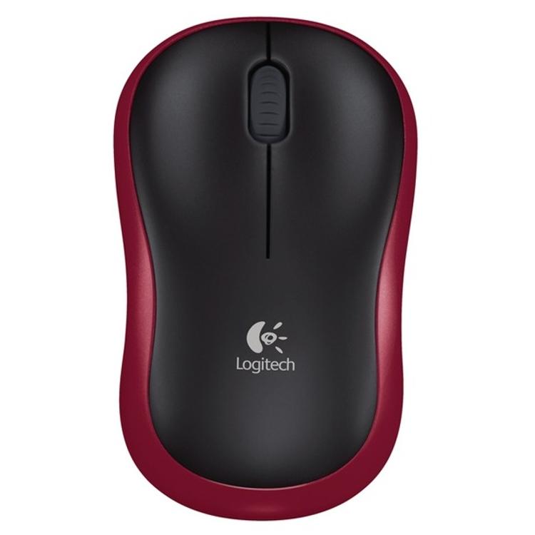 Logitech M185 brezžična optična rdeča miška