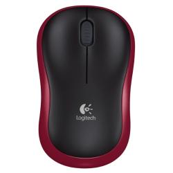 Logitech M185 brezžična optična rdeča miška