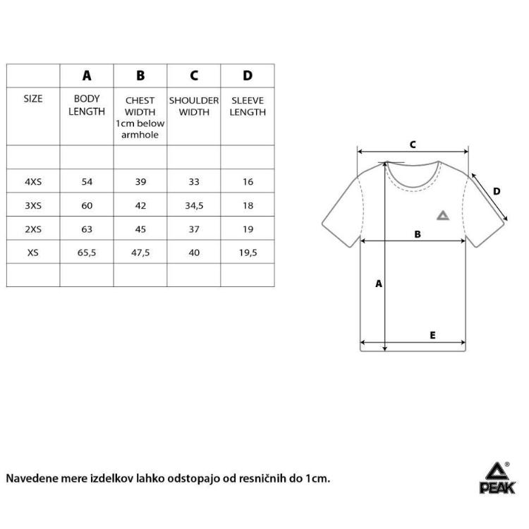 Otroška navijaška majica Peak SLK-31P, zeleno-bela, velikost 2XS / 140 cm
