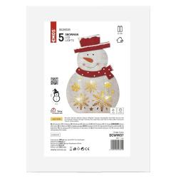 LED božični snežak lesen Emos, 30 cm, 2x AAA, notranji, topla bela