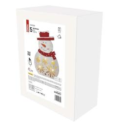 LED božični snežak lesen Emos, 30 cm, 2x AAA, notranji, topla bela