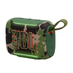 JBL GO5 camo zelen prenosni zvočnik z robustnim tekstilom, velikim logotipom in zanko