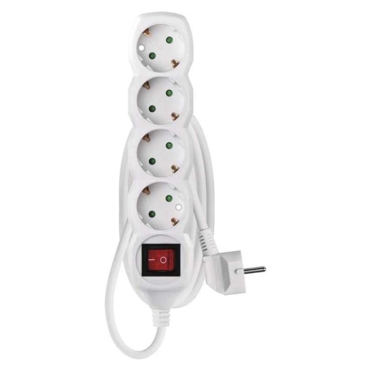 Podaljšek Emos 1,5 m / 4 vtičnice / s stikalom / beli / PVC / 1,5 mm2