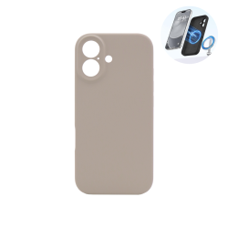 Siv silikonski ovitek N‑Soft Magnetic za iPhone 17 s podporo MagSafe, mehko površino in natančno izdelanimi izrezi za kamero.