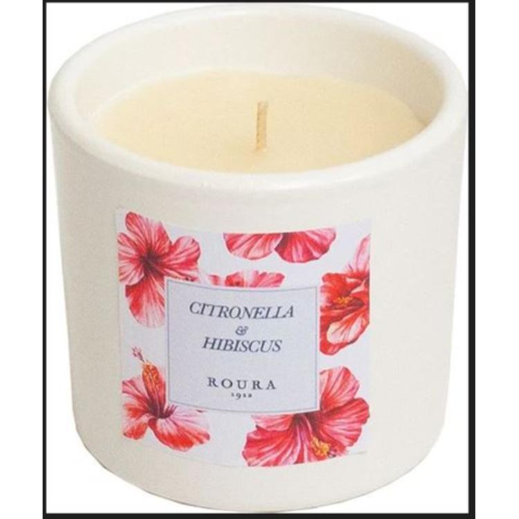 Sveča keramični lonček Citronela in hibiskus 340301.115.2, bela