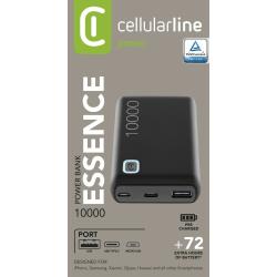 Prenosna baterija CellularLine Essence, 10000 mAh, črna