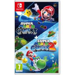 Copilot said: Super Mario Galaxy + Super Mario Galaxy 2 za Nintendo Switch, uradna naslovnica zbirke z Mariom, Yoshijem, Lumo in planeti v vesoljski pustolovščini, PEGI 7.