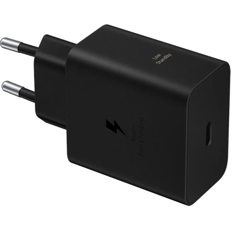 Originalni Samsung 60 W USB‑C stenski polnilnik s podporo Super Fast Charging, kompaktno zasnovo in nizko porabo energije v stanju pripravljenosti.