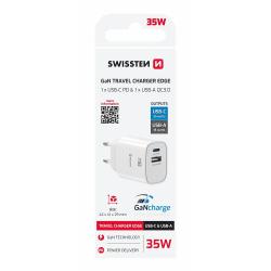 Swissten Edge GaN 35 W z napredno tehnologijo galijevega nitrida (GaN), kompaktnimi dimenzijami 42 × 41 × 29 mm in dvema izhodoma združuje visoko zmogljivost, energetsko učinkovitost ter priročno uporabo doma, v pisarni ali na poti.