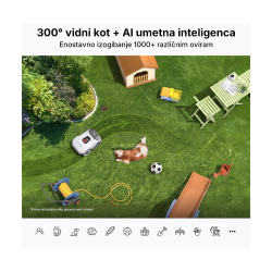 Prikaz zaznavanja ovir robotske kosilnice Anthbot Genie 600E z 300° vidnim kotom in AI kamero.