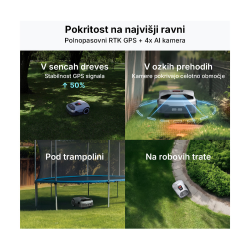 Robotska kosilnica Anthbot Genie 600E, delovanje v senčnih in ozkih območjih ter ob robovih trate.