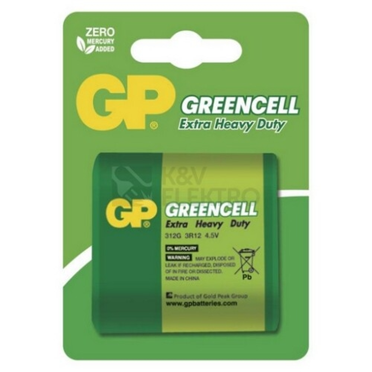 Baterija GP Greencell 3R12, cink-kloridna, 4,5V, 1 folija