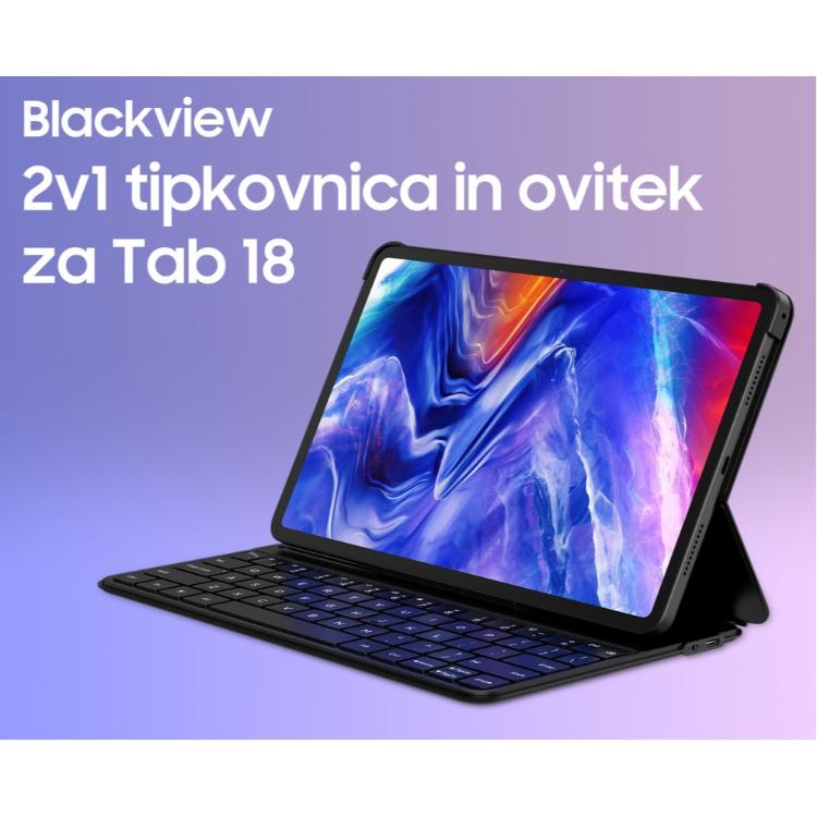 Tipkovnica/ovitek BlackView TAB 18 2v1, Bluetooth 5.0, 64 tipk, polnilna baterija, USB Type-C polnjenje, funkcija stojala, ultra lahka teža, črna