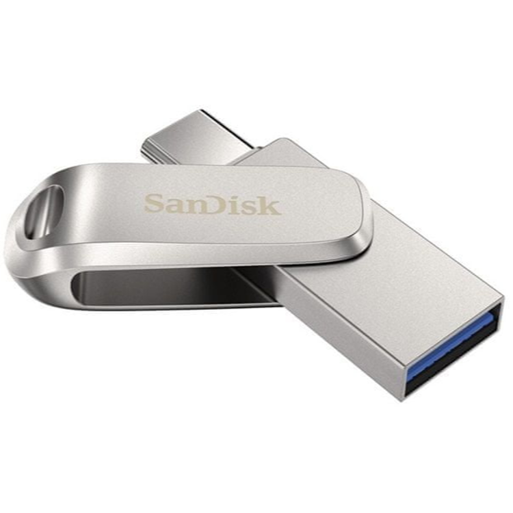 USB ključ SanDisk 32GB, USB-C, USB-A, Ultra Dual LUXE, 3.1, srebrn, kovinski
