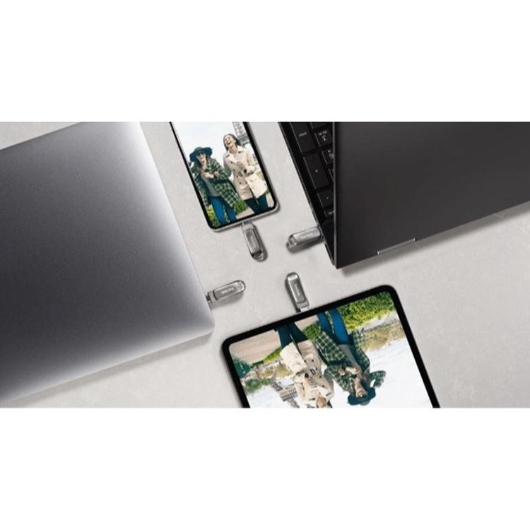 USB ključ SanDisk 32GB, USB-C, USB-A, Ultra Dual LUXE, 3.1, srebrn, kovinski