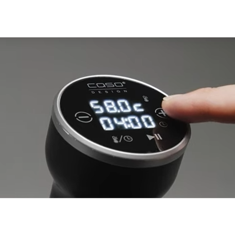 Sous vide kuhalnik CASO Design z LED zaslonom in upravljanjem na dotik omogoča enostavno nastavitev časa in temperature za optimalne rezultat