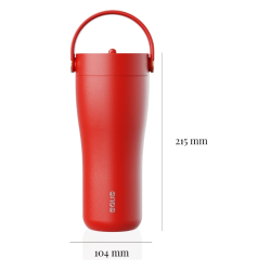 EQUA rdeča termo skodelica, višina 215 mm, širina 104 mm, ergonomska oblika z ročajem.