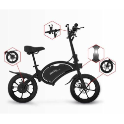 UrbanGlide eBike 160, stranski pogled z označenimi funkcijami, luči, zavore in zložljiv mehanizem.