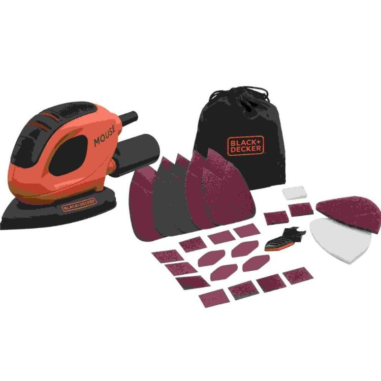 Vibracijski brusilnik Mouse Black+Decker BEW230BCA, 55 W+10 X_1