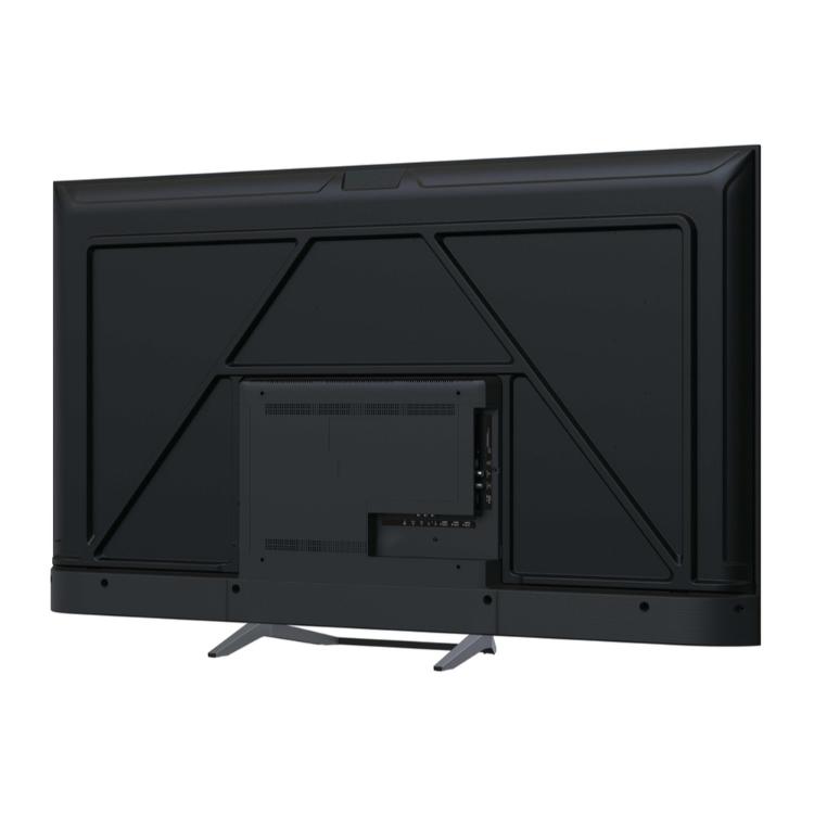 Haier H55S80FUX, zadnja stran televizorja, VESA pritrditev, stranski priključki, črno ohišje.