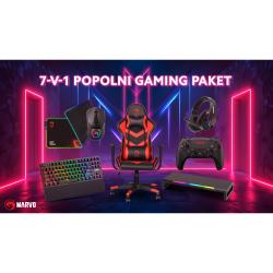 Marvo 7-v-1 Popolni Gaming Paket - Gaming stol CH106, miška, tipkovnica, podloga za miško, slušalke, igralni plošček in mikrofon