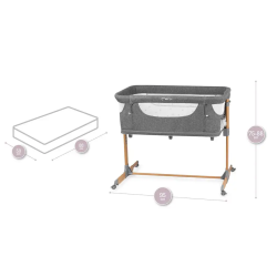 Pametna otroška postelja, stajica, nastavljiva višina + kot MoMi SMART BED 4v1, siva