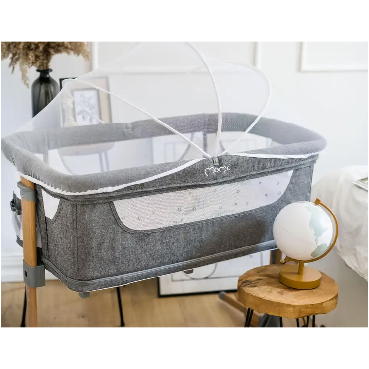 Pametna otroška postelja, stajica, nastavljiva višina + kot MoMi SMART BED 4v1, siva