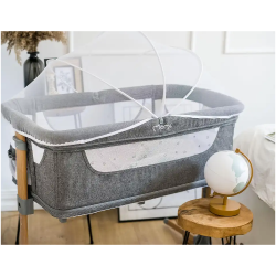Pametna otroška postelja, stajica, nastavljiva višina + kot MoMi SMART BED 4v1, siva