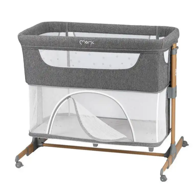 Pametna otroška postelja, stajica, nastavljiva višina + kot MoMi SMART BED 4v1, siva