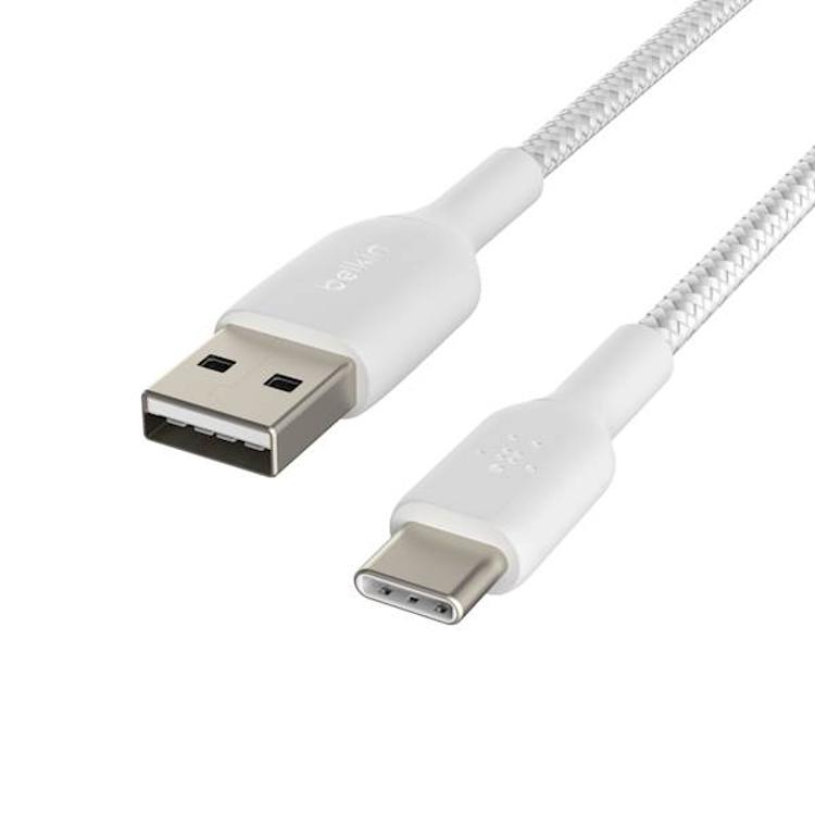 Podatkovno-polnilni kabel USB-C - USB-A, Belkin Boost charge, 3 m, bel