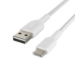 Podatkovno-polnilni kabel USB-C - USB-A, Belkin Boost charge, 3 m, bel