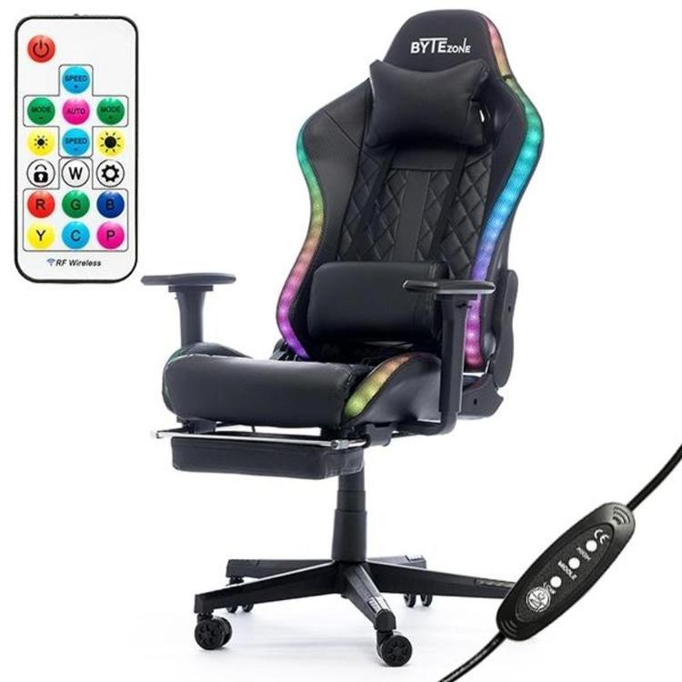 Gaming stol Bytezone COBRA, RGB osvetljen, masažna blazina, Bluetooth, črn