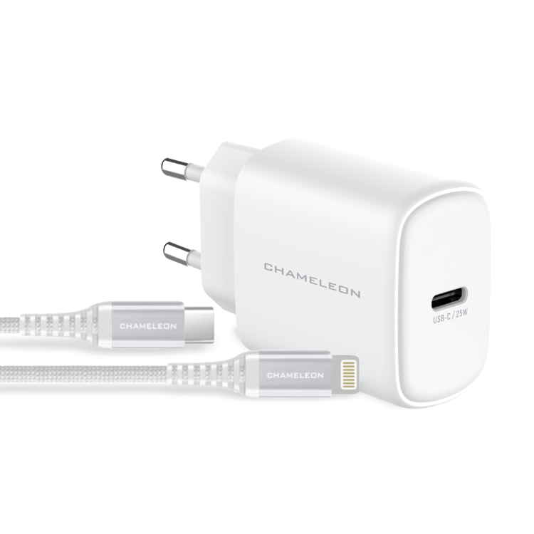 Hišni polnilec, 25W GaN (PD 3.0, PPS in QC 3.0), USB-C izhod, s kablom