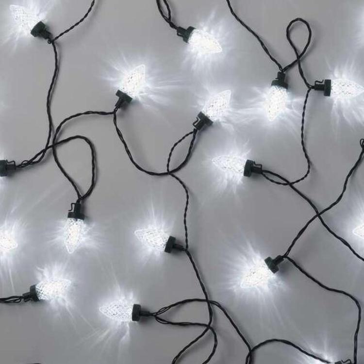Božična veriga storžki, 50 LED, 9,8 m, zunanja in notranja, hladna bela, programi