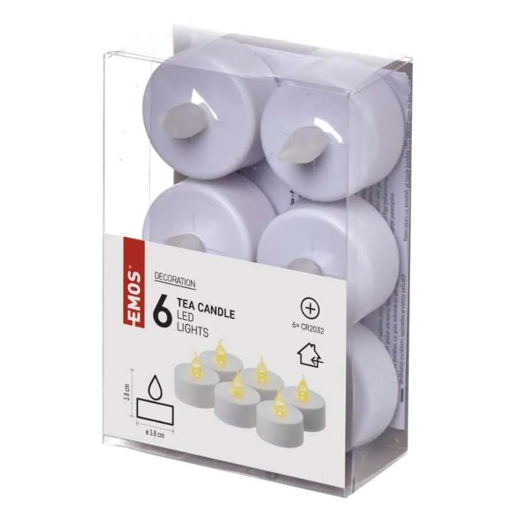 LED dekoracija 6x čajna svečka Emos CR2032, notranja, vintage