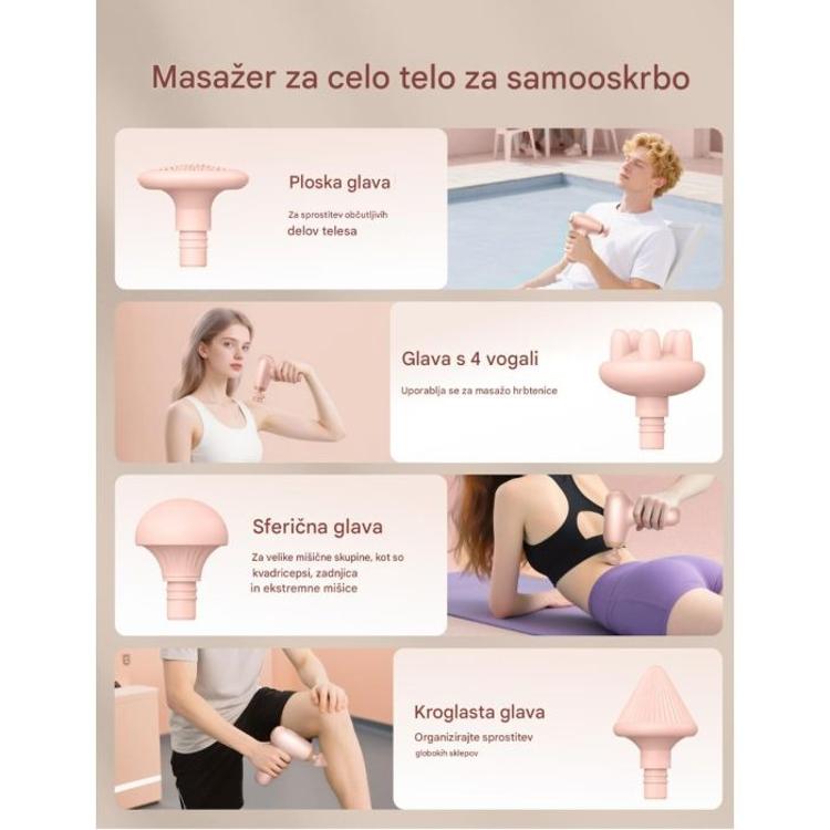 Masažna mini pištola TAOTRONICS, roza