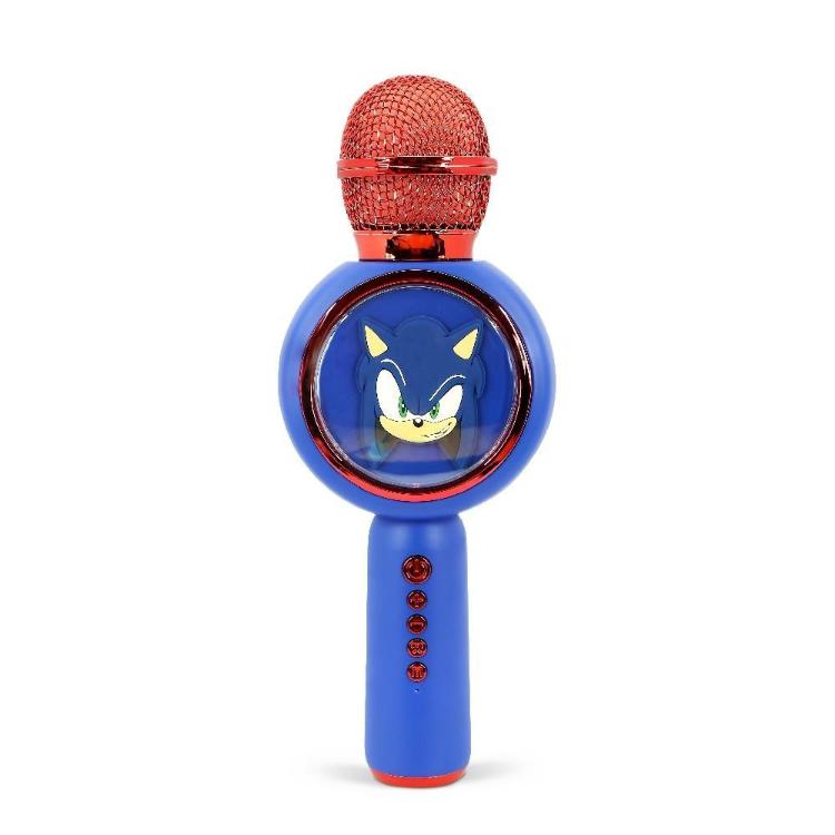 Mikrofon PopSing LED Karaoke Ježek Sonic – zabavno karaoke petje z LED osvetlitvijo in hitrim junakom Sonicom.
