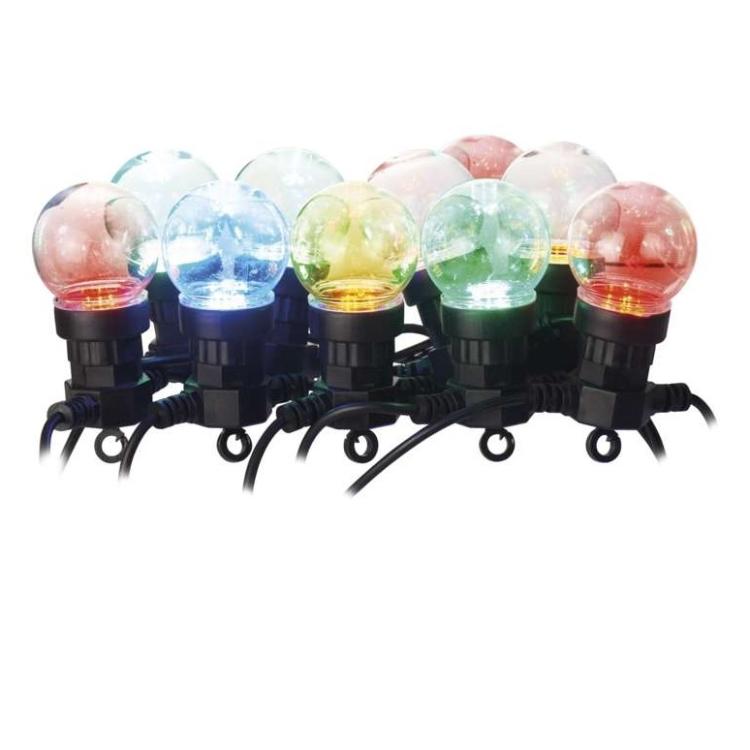 Svetlobna veriga 50 LED 10x party lučke, 5 m, zunanja in notranja, večbarvne