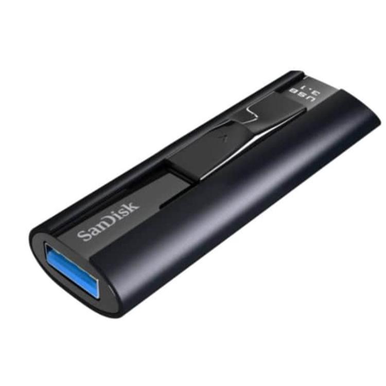 USB ključ SanDisk EXTREME PRO, 3.1/3.0, 256 GB, črn, drsni priključek, strojna enkripcija